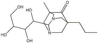 5-methyl-7-propyl-2-(1,2,3,4-tetrahydroxybutyl)-1,3-diazatricyclo[3.3.1.1~3,7~]decan-6-one Struktur