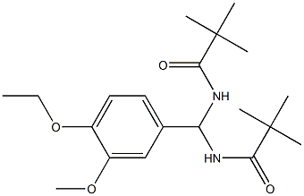 N-[[(2,2-dimethylpropanoyl)amino](4-ethoxy-3-methoxyphenyl)methyl]-2,2-dimethylpropanamide Struktur