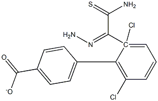 4-[2-(aminocarbothioyl)carbohydrazonoyl]-2,6-dichlorophenyl benzoate Struktur