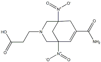 3-{7-(aminocarbonyl)-1,5-bisnitro-3-azabicyclo[3.3.1]non-6-en-3-yl}propanoic acid Struktur