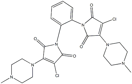 3-chloro-1-{2-[3-chloro-4-(4-methyl-1-piperazinyl)-2,5-dioxo-2,5-dihydro-1H-pyrrol-1-yl]phenyl}-4-(4-methyl-1-piperazinyl)-1H-pyrrole-2,5-dione Struktur