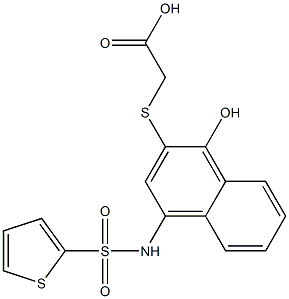 ({1-hydroxy-4-[(2-thienylsulfonyl)amino]-2-naphthyl}sulfanyl)acetic acid Struktur