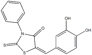 5-(3,4-dihydroxybenzylidene)-3-phenyl-2-thioxo-1,3-thiazolidin-4-one Struktur