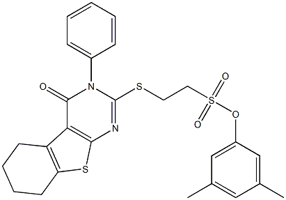 3,5-dimethylphenyl 2-[(4-oxo-3-phenyl-3,4,5,6,7,8-hexahydro[1]benzothieno[2,3-d]pyrimidin-2-yl)sulfanyl]ethanesulfonate Struktur