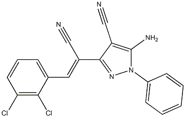 5-amino-3-[1-cyano-2-(2,3-dichlorophenyl)vinyl]-1-phenyl-1H-pyrazole-4-carbonitrile Struktur