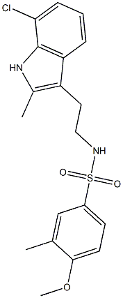 N-[2-(7-chloro-2-methyl-1H-indol-3-yl)ethyl]-4-methoxy-3-methylbenzenesulfonamide Struktur