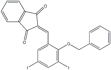 2-[2-(benzyloxy)-3,5-diiodobenzylidene]-1H-indene-1,3(2H)-dione Struktur