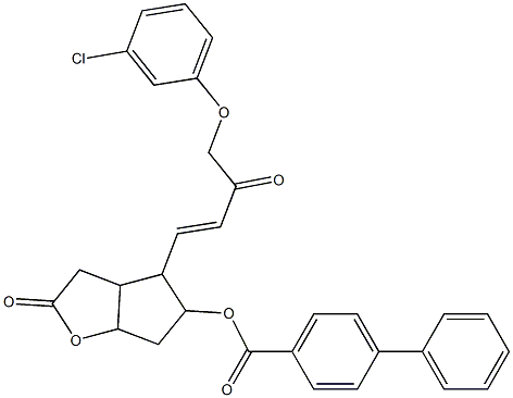 4-[4-(3-chlorophenoxy)-3-oxo-1-butenyl]-2-oxohexahydro-2H-cyclopenta[b]furan-5-yl [1,1'-biphenyl]-4-carboxylate Struktur