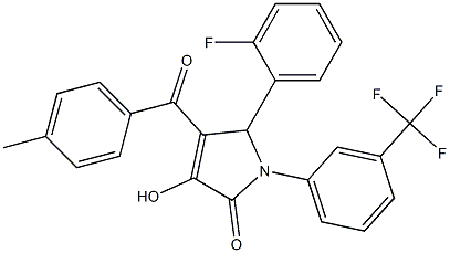 5-(2-fluorophenyl)-3-hydroxy-4-[(4-methylphenyl)carbonyl]-1-[3-(trifluoromethyl)phenyl]-1,5-dihydro-2H-pyrrol-2-one Struktur