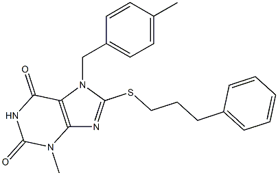 3-methyl-7-(4-methylbenzyl)-8-[(3-phenylpropyl)sulfanyl]-3,7-dihydro-1H-purine-2,6-dione Struktur