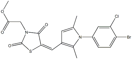 methyl (5-{[1-(4-bromo-3-chlorophenyl)-2,5-dimethyl-1H-pyrrol-3-yl]methylene}-2,4-dioxo-1,3-thiazolidin-3-yl)acetate Struktur