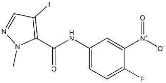 N-{4-fluoro-3-nitrophenyl}-4-iodo-1-methyl-1H-pyrazole-5-carboxamide Struktur