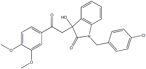 1-(4-chlorobenzyl)-3-[2-(3,4-dimethoxyphenyl)-2-oxoethyl]-3-hydroxy-1,3-dihydro-2H-indol-2-one Struktur