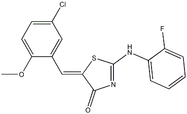 5-(5-chloro-2-methoxybenzylidene)-2-(2-fluoroanilino)-1,3-thiazol-4(5H)-one Struktur