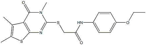 N-[4-(ethyloxy)phenyl]-2-[(3,5,6-trimethyl-4-oxo-3,4-dihydrothieno[2,3-d]pyrimidin-2-yl)sulfanyl]acetamide Struktur