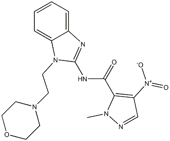 4-nitro-1-methyl-N-{1-[2-(4-morpholinyl)ethyl]-1H-benzimidazol-2-yl}-1H-pyrazole-5-carboxamide Struktur