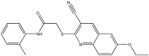 2-{[3-cyano-6-(ethyloxy)quinolin-2-yl]sulfanyl}-N-(2-methylphenyl)acetamide Struktur