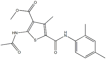 methyl 2-(acetylamino)-5-{[(2,4-dimethylphenyl)amino]carbonyl}-4-methylthiophene-3-carboxylate Struktur