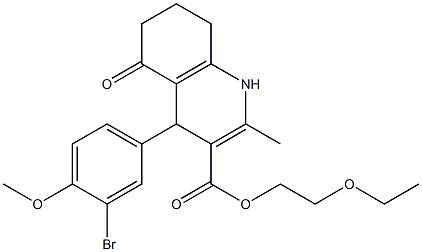 2-(ethyloxy)ethyl 4-[3-bromo-4-(methyloxy)phenyl]-2-methyl-5-oxo-1,4,5,6,7,8-hexahydroquinoline-3-carboxylate Struktur