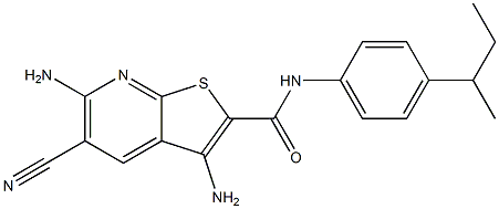 3,6-diamino-5-cyano-N-[4-(1-methylpropyl)phenyl]thieno[2,3-b]pyridine-2-carboxamide Struktur