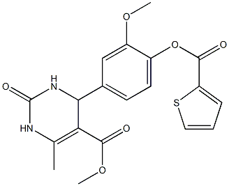 methyl 4-{3-methoxy-4-[(2-thienylcarbonyl)oxy]phenyl}-6-methyl-2-oxo-1,2,3,4-tetrahydro-5-pyrimidinecarboxylate Struktur