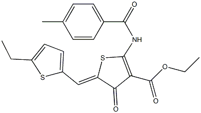 ethyl 5-[(5-ethyl-2-thienyl)methylene]-2-[(4-methylbenzoyl)amino]-4-oxo-4,5-dihydro-3-thiophenecarboxylate Struktur