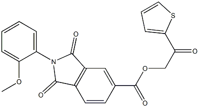 2-oxo-2-(2-thienyl)ethyl 2-(2-methoxyphenyl)-1,3-dioxo-5-isoindolinecarboxylate Struktur