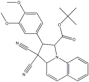 tert-butyl 3,3-dicyano-2-(3,4-dimethoxyphenyl)-1,2,3,3a-tetrahydropyrrolo[1,2-a]quinoline-1-carboxylate Struktur