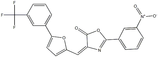 2-{3-nitrophenyl}-4-({5-[3-(trifluoromethyl)phenyl]-2-furyl}methylene)-1,3-oxazol-5(4H)-one Struktur