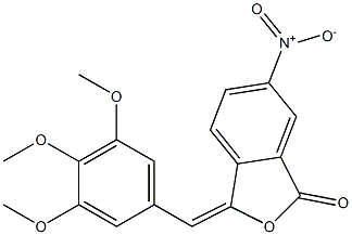 6-nitro-3-(3,4,5-trimethoxybenzylidene)-2-benzofuran-1(3H)-one Struktur