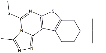 9-tert-butyl-3-methyl-5-(methylsulfanyl)-8,9,10,11-tetrahydro[1]benzothieno[3,2-e][1,2,4]triazolo[4,3-c]pyrimidine Struktur