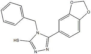 5-(1,3-benzodioxol-5-yl)-4-benzyl-4H-1,2,4-triazol-3-yl hydrosulfide Struktur