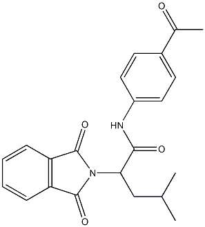 N-(4-acetylphenyl)-2-(1,3-dioxo-1,3-dihydro-2H-isoindol-2-yl)-4-methylpentanamide Struktur