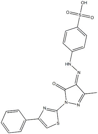 4-{2-[3-methyl-5-oxo-1-(4-phenyl-1,3-thiazol-2-yl)-1,5-dihydro-4H-pyrazol-4-ylidene]hydrazino}benzenesulfonic acid Struktur