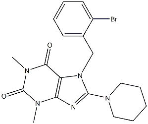 7-(2-bromobenzyl)-1,3-dimethyl-8-(1-piperidinyl)-3,7-dihydro-1H-purine-2,6-dione Struktur