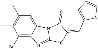 8-bromo-6,7-dimethyl-2-(2-thienylmethylene)[1,3]thiazolo[3,2-a]benzimidazol-3(2H)-one Struktur