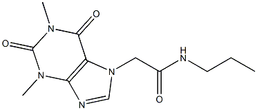 2-(1,3-dimethyl-2,6-dioxo-1,2,3,6-tetrahydro-7H-purin-7-yl)-N-propylacetamide Struktur