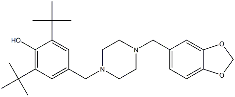 4-{[4-(1,3-benzodioxol-5-ylmethyl)-1-piperazinyl]methyl}-2,6-ditert-butylphenol Struktur