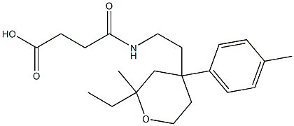 4-({2-[2-ethyl-2-methyl-4-(4-methylphenyl)tetrahydro-2H-pyran-4-yl]ethyl}amino)-4-oxobutanoic acid Struktur