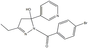 1-(4-bromobenzoyl)-3-ethyl-5-(3-pyridinyl)-4,5-dihydro-1H-pyrazol-5-ol Struktur