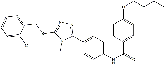 4-butoxy-N-(4-{5-[(2-chlorobenzyl)sulfanyl]-4-methyl-4H-1,2,4-triazol-3-yl}phenyl)benzamide Struktur