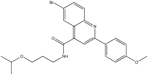 6-bromo-N-(3-isopropoxypropyl)-2-(4-methoxyphenyl)-4-quinolinecarboxamide Struktur