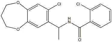 2-chloro-N-[1-(8-chloro-3,4-dihydro-2H-1,5-benzodioxepin-7-yl)ethyl]benzamide Struktur