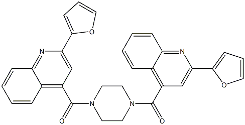 2-(2-furyl)-4-[(4-{[2-(2-furyl)-4-quinolinyl]carbonyl}-1-piperazinyl)carbonyl]quinoline Struktur