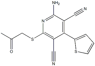 2-amino-6-[(2-oxopropyl)sulfanyl]-4-(2-thienyl)-3,5-pyridinedicarbonitrile Struktur