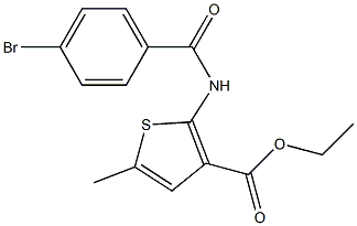 ethyl 2-[(4-bromobenzoyl)amino]-5-methyl-3-thiophenecarboxylate Struktur