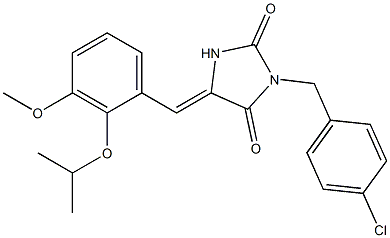 3-(4-chlorobenzyl)-5-(2-isopropoxy-3-methoxybenzylidene)imidazolidine-2,4-dione Struktur