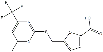 5-({[4-methyl-6-(trifluoromethyl)-2-pyrimidinyl]sulfanyl}methyl)-2-furoic acid Struktur