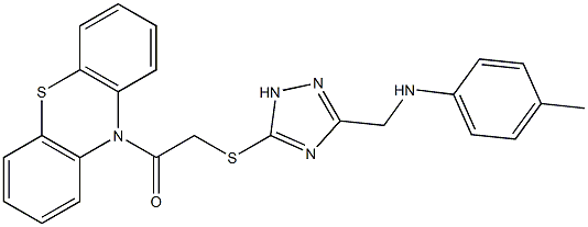 N-(4-methylphenyl)-N-[(5-{[2-oxo-2-(10H-phenothiazin-10-yl)ethyl]sulfanyl}-1H-1,2,4-triazol-3-yl)methyl]amine Struktur