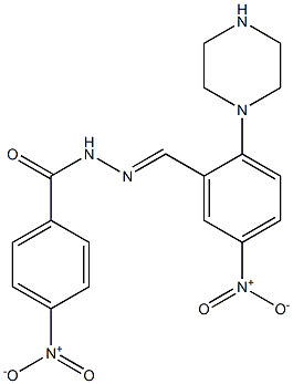 4-nitro-N'-[5-nitro-2-(1-piperazinyl)benzylidene]benzohydrazide Struktur